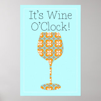Finally! It's Wine O'Clock! Humourous Modern poste Poster