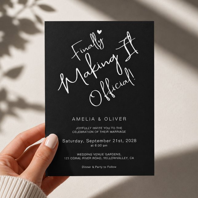 Finally Making It Official Modern Black Wedding Invitation (Creator Uploaded)