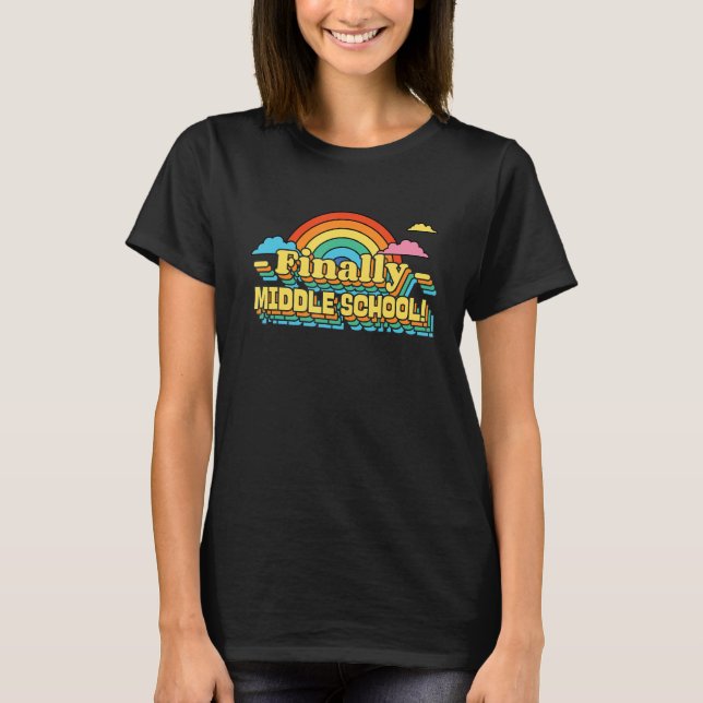 FINALLY MIDDLE SCHOOL STUDENT RETRO GROOVY T-Shirt (Front)
