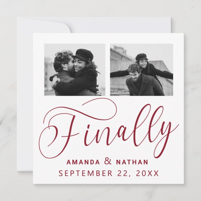 Finally Minimalist Wedding 2 Photo Save the Date (Front)