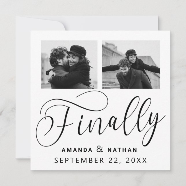 Finally Minimalist Wedding 2 Photo Save the Date (Front)