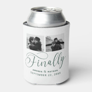 Finally Minimalist Wedding 2 Photo Save the Date Can Cooler