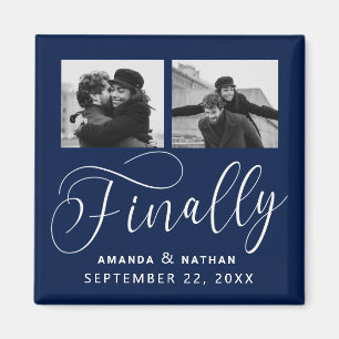 Finally Minimalist Wedding 2 Photo Save the Date Magnet