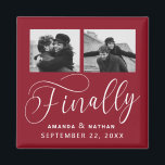 Finally Minimalist Wedding 2 Photo Save the Date Magnet<br><div class="desc">It's been worth the wait and now you're finally ready to send out your save the dates! These minimalist wedding save the date magnets are perfectly simple yet super modern. Easily personalise the design by adding your own photos, names and wedding date. Matching items can be found in the collection....</div>