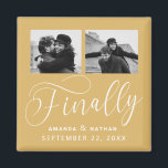 Finally Minimalist Wedding 2 Photo Save the Date Magnet<br><div class="desc">It's been worth the wait and now you're finally ready to send out your save the dates! These minimalist wedding save the date magnets are perfectly simple yet super modern. Easily personalise the design by adding your own photos, names and wedding date. Matching items can be found in the collection....</div>