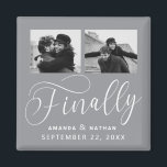 Finally Minimalist Wedding 2 Photo Save the Date Magnet<br><div class="desc">It's been worth the wait and now you're finally ready to send out your save the dates! These minimalist wedding save the date magnets are perfectly simple yet super modern. Easily personalise the design by adding your own photos, names and wedding date. Matching items can be found in the collection....</div>