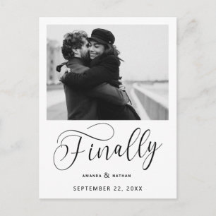 Finally Minimalist Wedding Photo Save the Date Announcement Postcard