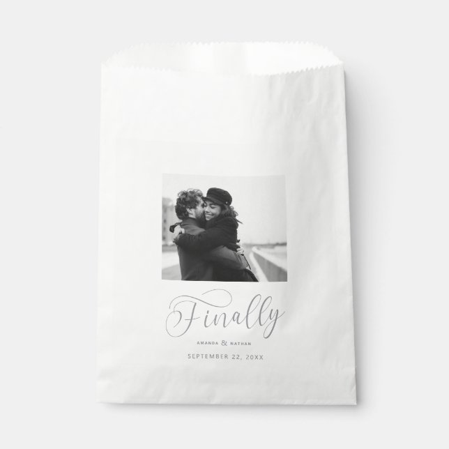 Finally Minimalist Wedding Photo Save the Date Favour Bag (Front)