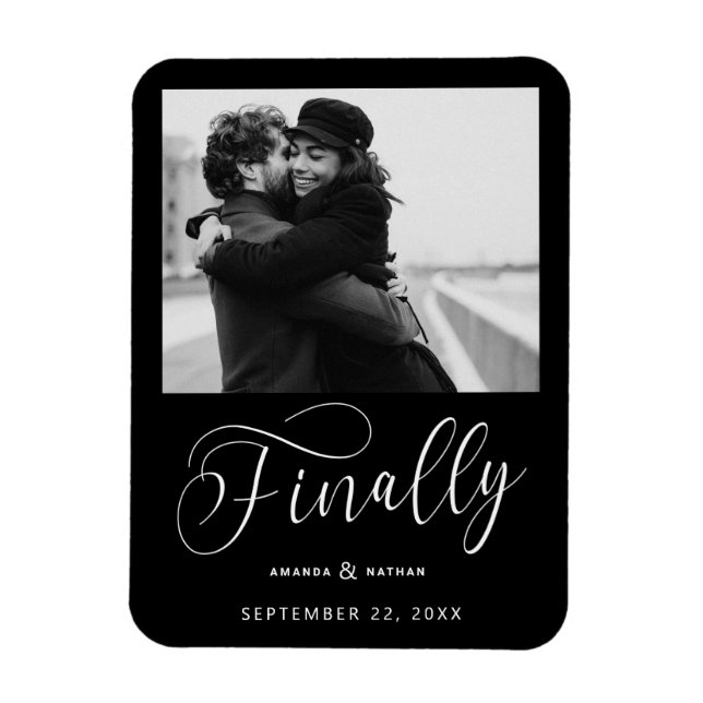 Finally Minimalist Wedding Photo Save the Date Magnet (Vertical)