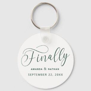 Finally Minimalist Wedding Save the Date Key Ring