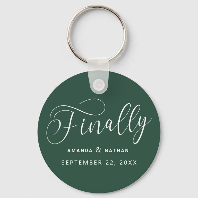 Finally Minimalist Wedding Save the Date Key Ring (Front)