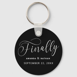 Finally Minimalist Wedding Save the Date Key Ring