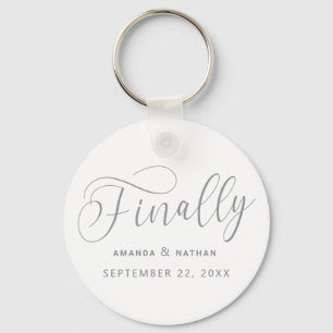 Finally Minimalist Wedding Save the Date Key Ring