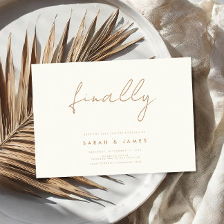 Finally Modern Minimalist Ivory Tan Save The Date