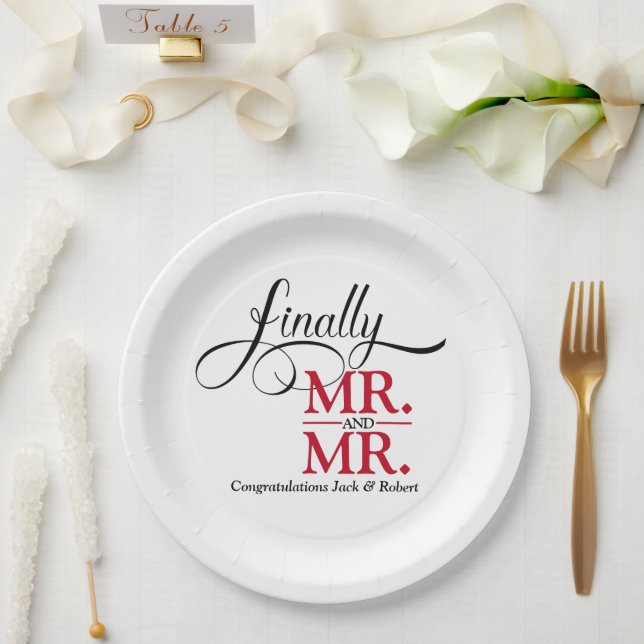 Finally Mr and Mr Wedding Reception Paper Plate (Wedding)