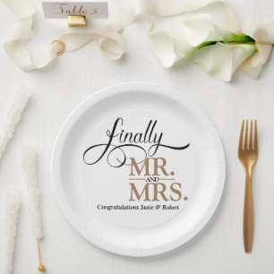 Finally Mr and Mrs Wedding Reception Paper Plate