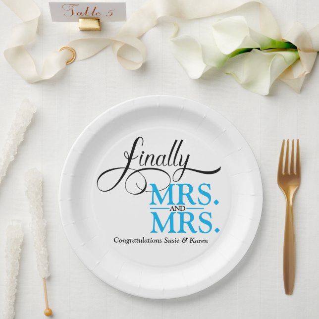 Finally Mrs and Mrs Wedding Reception  Paper Plate (Wedding)