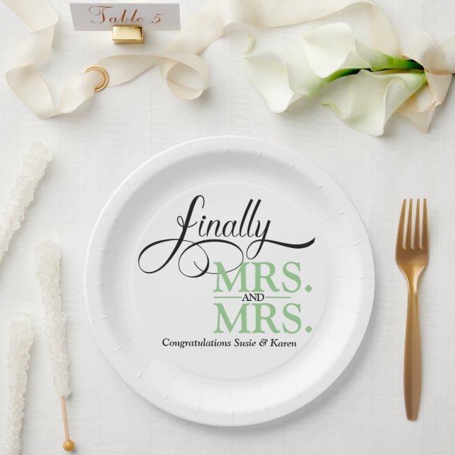 Finally Mrs and Mrs Wedding Reception  Paper Plate (Wedding)