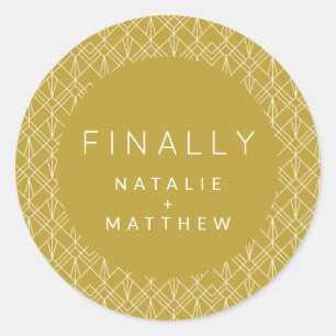 Finally, save the date classic round sticker