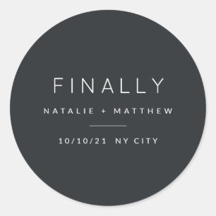 Finally, save the date classic round sticker