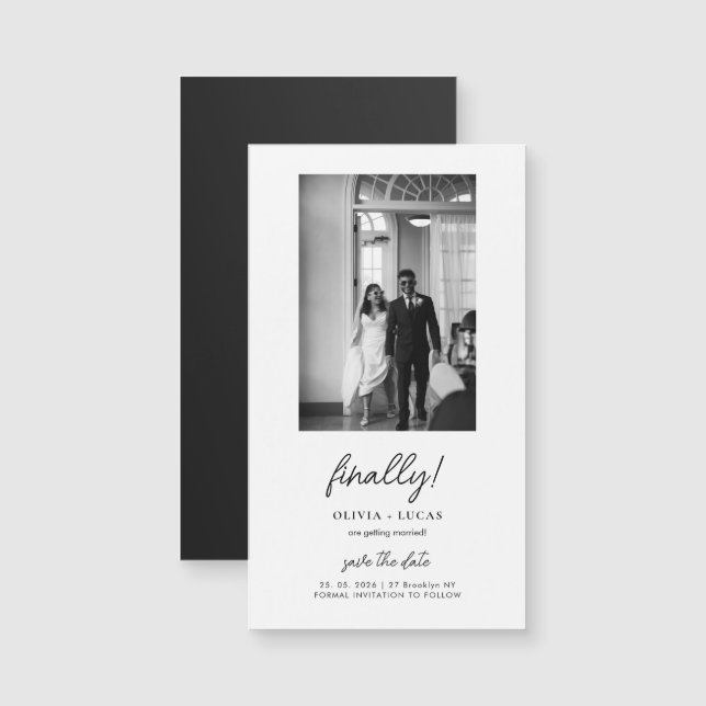 Finally Script Photo Magnetic Wedding Save The Dat (Front/Back)