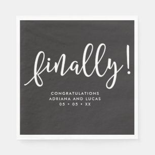 Finally Simple Monochrome Script Engagement Party  Napkin