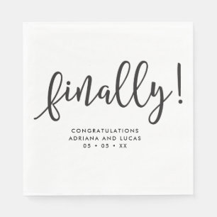 Finally Simple Monochrome Script Engagement Party  Napkin