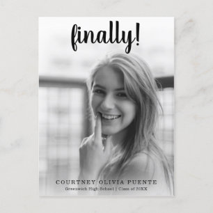 Finally Simple Photo Modern Graduation Announcement Postcard