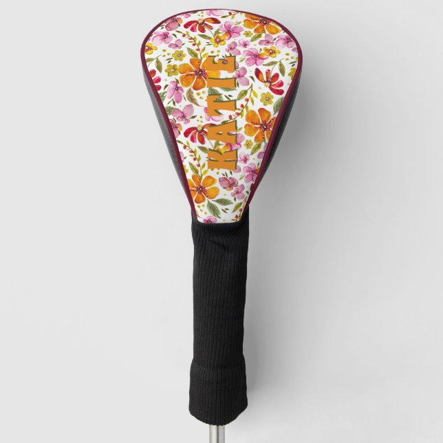 Finally Spring Floral Custom Name Golf Head Cover (Front)