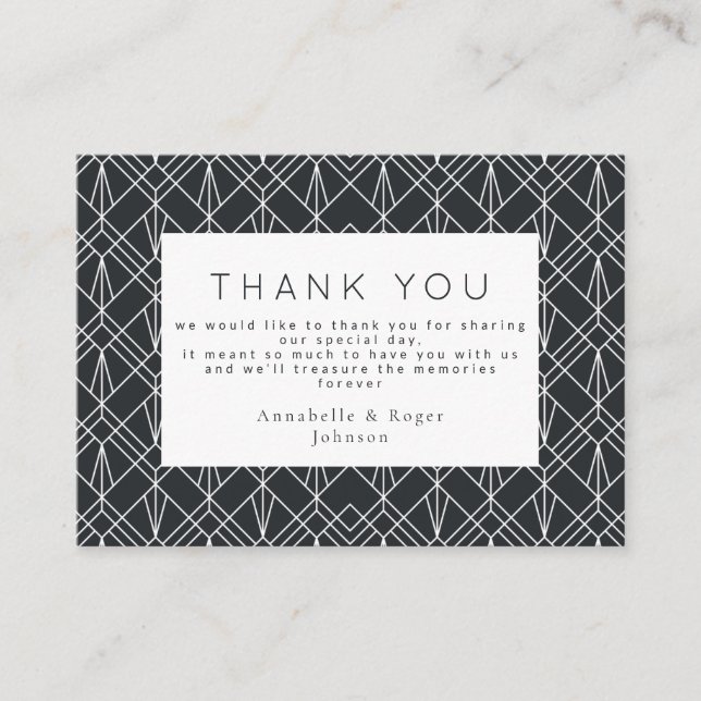 Finally thank you charcoal geometric stylish enclosure card (Front)