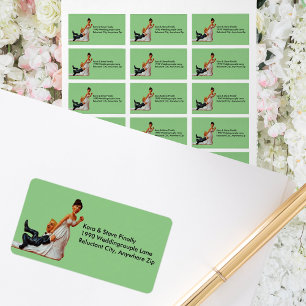 Finally Wedding Couple Funny Brown & Blonde Label