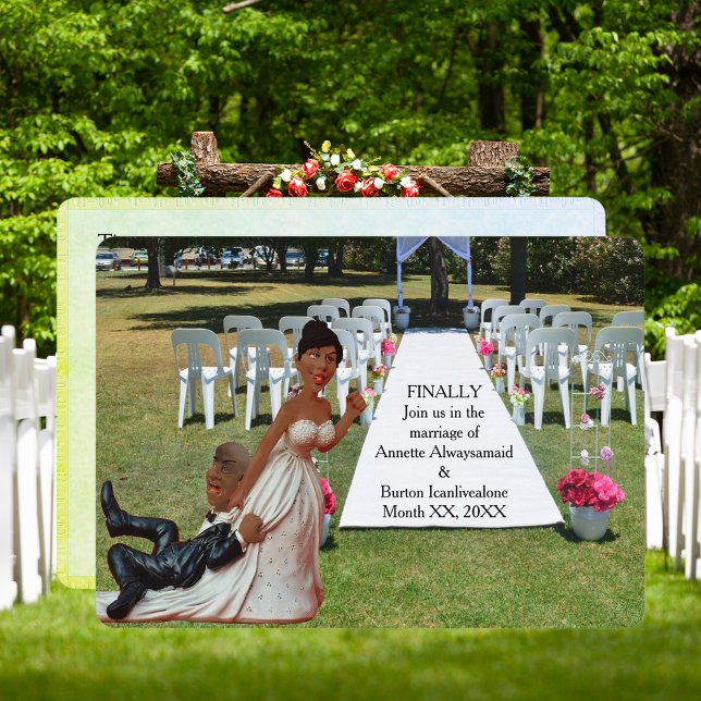 Finally Wedding Funny Black Couple Invitation (Finally Getting Wed Funny African American Couple Invitation)