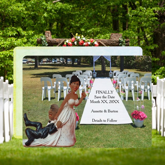 Finally Wedding Funny Black Couple Save The Date (Finally Save the Date Fun African American Couple)