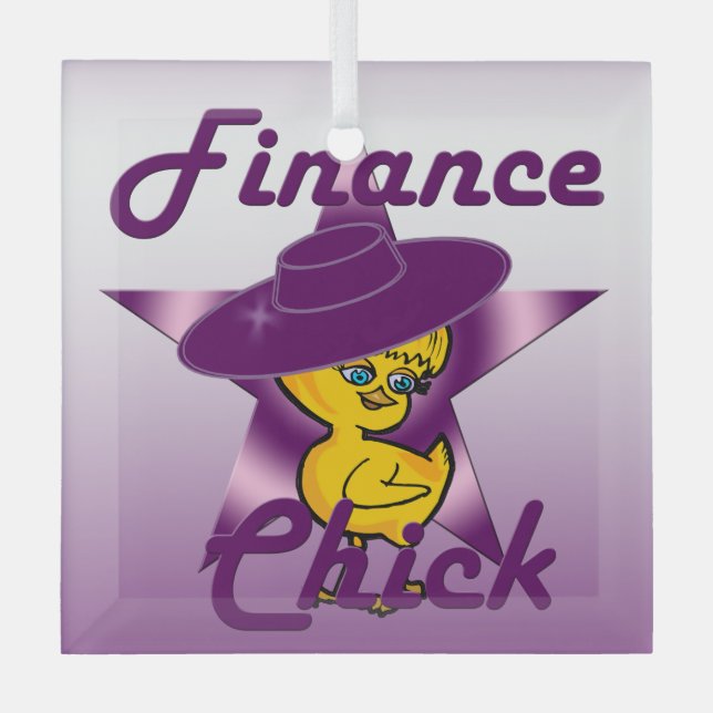 Finance Chick #9 Glass Tree Decoration (Front)