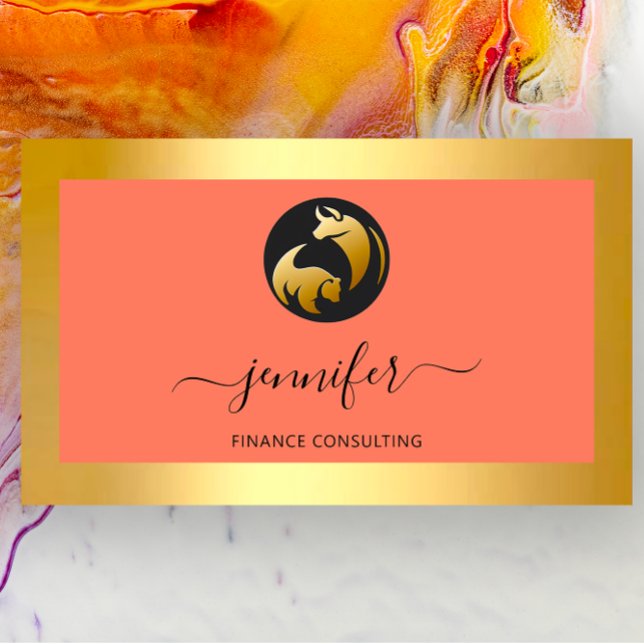 Finance Consulting Broker Bufalo Bear Gold Frame Business Card (Finance Consulting Broker Bufalo Bear Gold Frame Business Card)