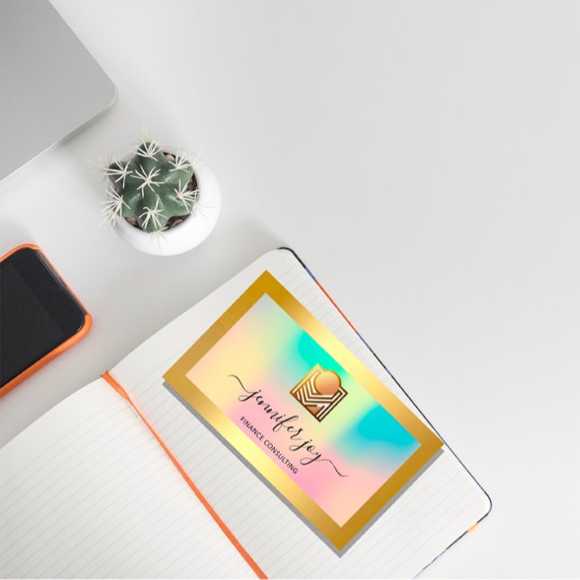 Finance Consulting Broker Gold Holographic QR Logo Business Card (Finance Consulting Broker Gold Holographic QR Logo Business Card)