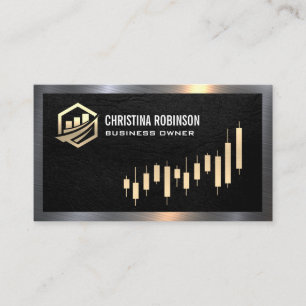 Finance Icon   Gold Candlestick Graph  Business Card