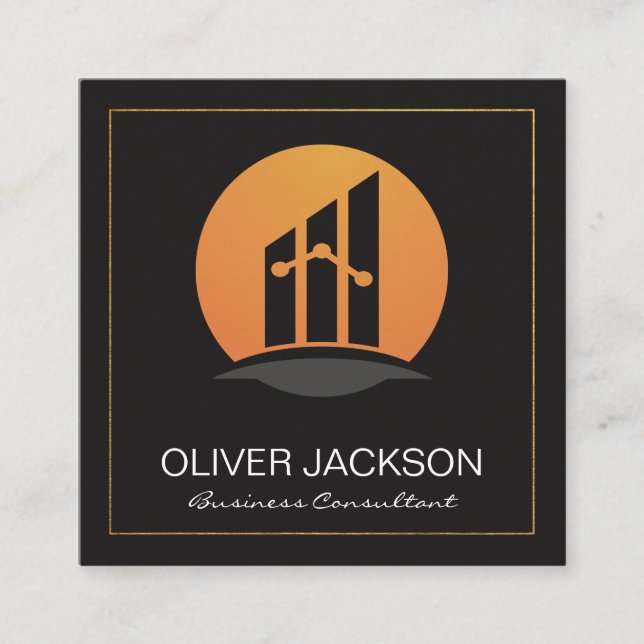 Finance Logo | Corporate Square Business Card (Front)