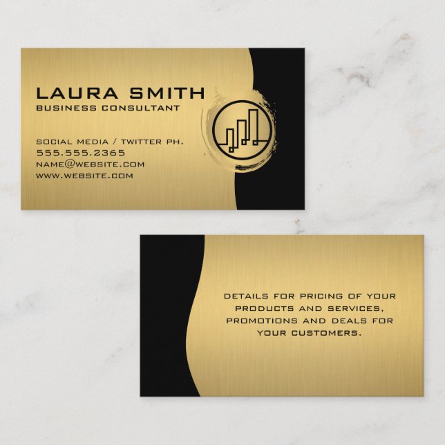 Finance Logo / Metallic Silver / Gold Monogram Business Card (Front/Back)