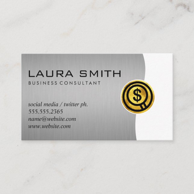 Finance Money Manager / Gold Monogram Business Card (Front)