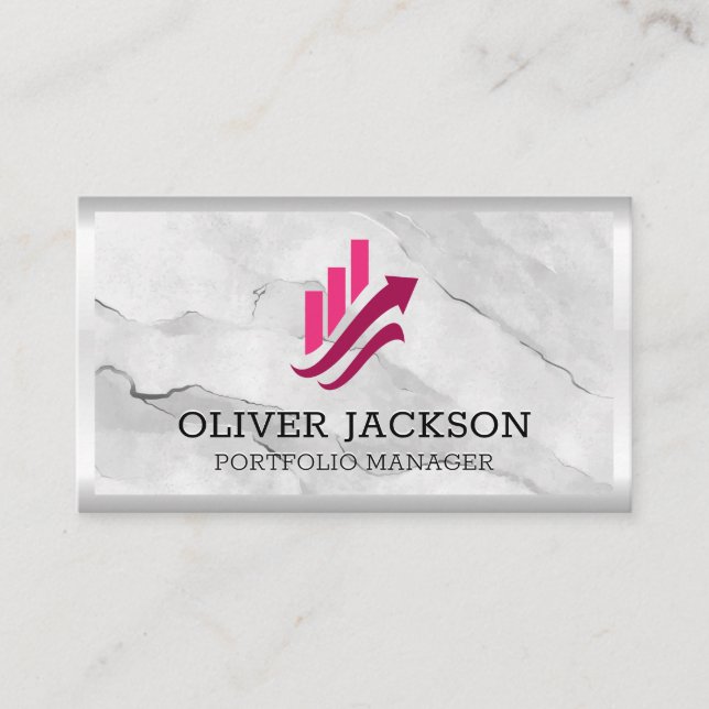 Finance | Stocks Bar Graph | Stone Business Card (Front)