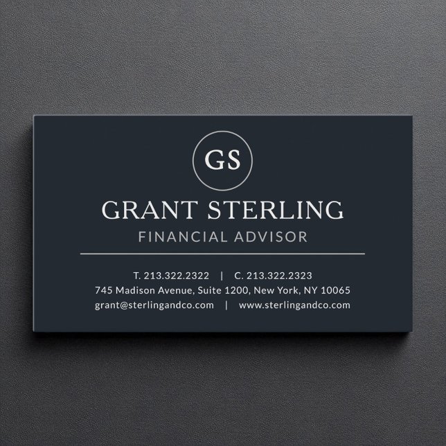 Financial Advisor Black Silver Luxury  Business Card (Creator Uploaded)