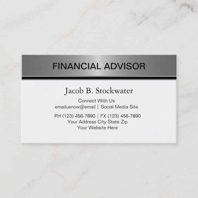 Financial Advisor Business Cards (Front)