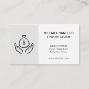 Financial Advisor   Investments   Money Bag Hands Business Card