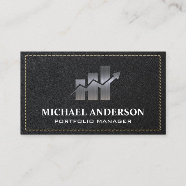 Financial Advisor | Leather Stitched Business Card (Front)