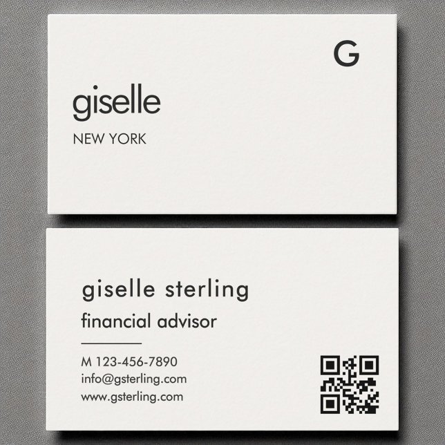 Financial Advisor Luxury QR Code Monogram  Business Card (Creator Uploaded)