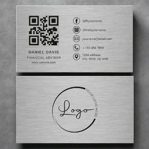 Financial Advisor Metal QR Code Business Card
