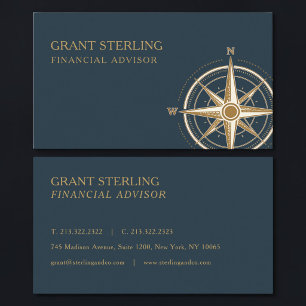 Financial Advisor Nautical Compass Professional Business Card
