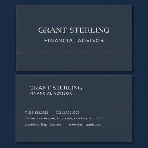 Financial Advisor Navy Blue Professional Business Card