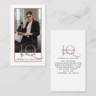 Financial Advisor Photo Monogram Business Card